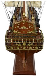 Casa Padrino vaisseau amiral San Felipe marron foncé / marron / laiton 95 x 29 x H. 90 cm - Bateau décoratif espagnol fait main - Bateau en bois - Navire de guerre - Accessoires de décoration