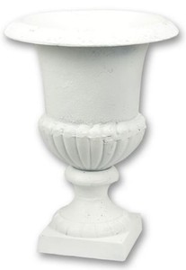 Casa Padrino vaso di fiori decorativo da giardino barocco bianco A. 43 cm - Magnifico vaso per piante in stile barocco - Accessori per la decorazione di giardini e terrazze barocchi