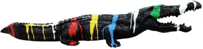 Luxus Designer Deko XXL Krokodil Schwarz Mehrfarbig Luxury Designer Deco XXL Crocodile Black Multicolored