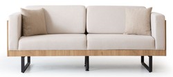 Casa Padrino canapé 3 places de luxe crème / marron / noir 200 x 80 x H. 80 cm - Canapé de salon - Meuble de salon - Meuble de luxe - Ameublement de salon - Ameublement de luxe
