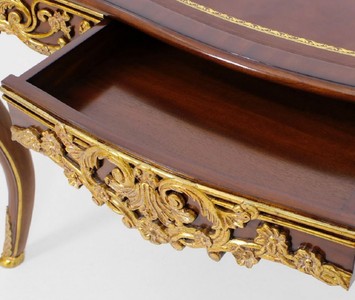 Casa Padrino Luxus Barock Schreibtisch mit Schublade Braun / Gold - Prunkvoller Bürotisch im Barockstil - Barock Büromöbel - Barockstil Büro Möbel - Luxus Möbel im Barockstil - Barock Einrichtung