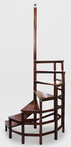 Casa Padrino Escalier de Bibliothèque de Luxe en Acajou Marron Foncé 103 x 55 x H. 252 cm - Echelle de Bibliothèque en Bois Massif - Mobilier de Bureau - Mobilier de Luxe - Intérieur de Bureau