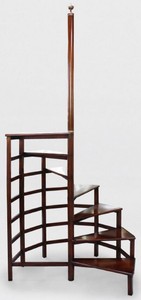 Casa Padrino Luxus Mahagoni Bibliothekstreppe Dunkelbraun 103 x 55 x H. 252 cm - Massivholz Bibliotheksleiter - Büro Möbel - Luxus Möbel - Büro Einrichtung - Luxus Einrichtung