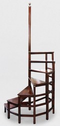 Casa Padrino Escalera de Biblioteca de Caoba de Lujo Marrón Oscuro 103 x 55 x A. 252 cm - Escalera de Biblioteca de Madera Maciza - Muebles de Oficina - Muebles de Lujo - Interiores de Oficina