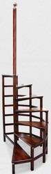 Casa Padrino Escalera de Biblioteca de Caoba de Lujo Marrón Oscuro 103 x 55 x A. 252 cm - Escalera de Biblioteca de Madera Maciza - Muebles de Oficina - Muebles de Lujo - Interiores de Oficina