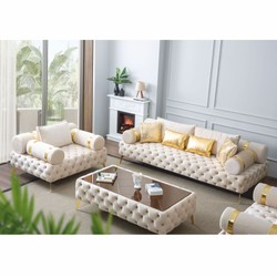 Luxus Chesterfield 3er Sofa Creme Gold