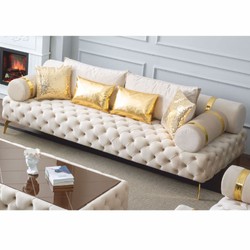 Luxus Chesterfield 3er Sofa Creme Gold
