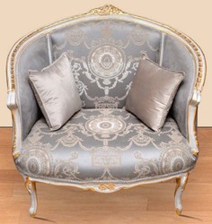 Barock Wohnzimmer Sessel Grau Beige Weiß Gold Baroque Living Room Armchair Gray Beige White Gold