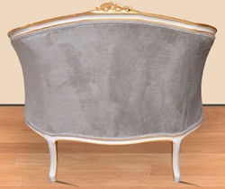 Barock Wohnzimmer Sessel Grau Beige Weiß Gold Baroque Living Room Armchair Gray Beige White Gold