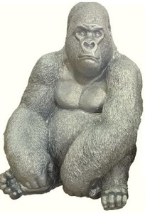 Luxus Designer Garten Terrassen Deko Affe Gorilla Silber Luxury Designer Garden Patio Decoration Monkey Gorilla Silver