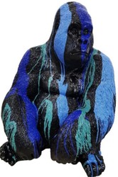 Luxus Designer Garten Terrassen Deko Affe Gorilla Schwarz Blau Türkis Luxury Designer Garden Patio Decoration Monkey Gorilla Black Blue Turquoise