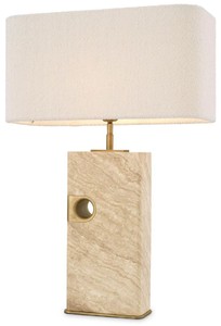Casa Padrino luxury table lamp beige / antique brass / cream 46 x 22 x H. 68 cm - Travertine desk lamp with rectangular lampshade - Luxury table lamps - Luxury collection