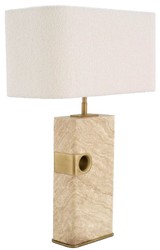 Casa Padrino lampe de table de luxe beige / laiton antique / crème 46 x 22 x H. 68 cm - Lampe de bureau en travertin avec abat jour rectangulaire - Lampes de table de luxe - Collection de luxe