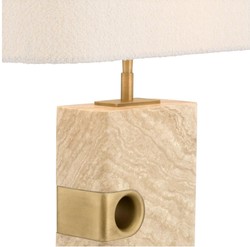 Casa Padrino lampe de table de luxe beige / laiton antique / crème 46 x 22 x H. 68 cm - Lampe de bureau en travertin avec abat jour rectangulaire - Lampes de table de luxe - Collection de luxe