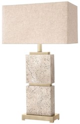 Luxus Travertin Naturstein Tischleuchte Schreibtischleuchte Beige Antik Messing Luxury Travertine Natural Stone Table Lamp Desk Lamp Beige Antique Brass