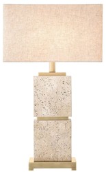 Luxus Travertin Naturstein Tischleuchte Schreibtischleuchte Beige Antik Messing Luxury Travertine Natural Stone Table Lamp Desk Lamp Beige Antique Brass