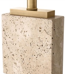 Luxus Travertin Naturstein Tischleuchte Schreibtischleuchte Beige Antik Messing Luxury Travertine Natural Stone Table Lamp Desk Lamp Beige Antique Brass