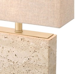 Luxus Travertin Naturstein Tischleuchte Schreibtischleuchte Beige Antik Messing Luxury Travertine Natural Stone Table Lamp Desk Lamp Beige Antique Brass