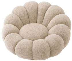 Casa Padrino fauteuil pivotant de luxe sable / laiton 115 x 118 x H. 67 cm - Fauteuil de salon - Fauteuil lounge - Meuble de salon - Meuble de luxe - Ameublement de salon - Ameublement de luxe