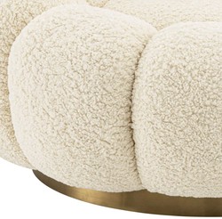Casa Padrino luxury swivel armchair cream / brass 115 x 118 x H. 67 cm - Living room armchair - Lounge armchair - Living room furniture - Luxury furniture - Living room interior - Luxury furnishings