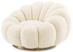 Casa Padrino luxury swivel armchair cream / brass 115 x 118 x H. 67 cm - Living room armchair - Lounge armchair - Living room furniture - Luxury furniture - Living room interior - Luxury furnishings