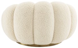 Casa Padrino luxury swivel armchair cream / brass 115 x 118 x H. 67 cm - Living room armchair - Lounge armchair - Living room furniture - Luxury furniture - Living room interior - Luxury furnishings