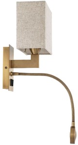 Casa Padrino Luxus Wandleuchte Antik Messing / Beige 19 x 17 x H. 32 cm - Wandlampe mit schwenbarer LED Leseleuchte - Hotel Leuchten - Luxus Leuchten - Luxus Wandleuchten - Luxus Qualität