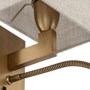 Casa Padrino Luxus Wandleuchte Antik Messing / Beige 19 x 17 x H. 32 cm - Wandlampe mit schwenbarer LED Leseleuchte - Hotel Leuchten - Luxus Leuchten - Luxus Wandleuchten - Luxus Qualität