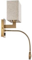 Casa Padrino lámpara de pared de lujo latón antiguo / beige 19 x 17 x A. 32 cm - Lámpara de pared con luz de lectura LED giratoria - Luces de hotel - Luces de pared de lujo - Calidad de lujo
