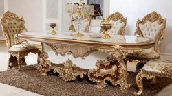 Luxus Barock Esszimmer Set Barock Esstisch und 6 Stühle Barock Esszimmer Möbel Baroque Dining Room Set Luxury Baroque Dining Table and 6 Chairs Baroque Dining Room Furniture