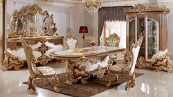 Luxus Barock Esszimmer Set Barock Esstisch und 6 Stühle Barock Esszimmer Möbel Baroque Dining Room Set Luxury Baroque Dining Table and 6 Chairs Baroque Dining Room Furniture