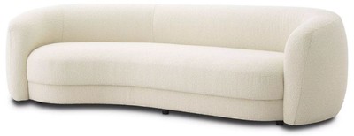 Casa Padrino canapé de luxe ivoire / noir 232 x 95 x H. 70 cm - Canapé de salon incurvé - Meuble de salon - Meuble de luxe - Ameublement de salon - Ameublement de luxe - Qualité de luxe