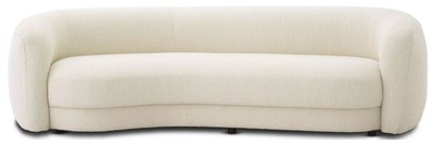Casa Padrino Luxus Sofa Elfenbein / Schwarz 232 x 95 x H. 70 cm - Gebogenes Wohnzimmer Sofa - Wohnzimmer Möbel - Luxus Möbel - Wohnzimmer Einrichtung - Luxus Einrichtung - Luxus Qualität
