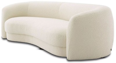 Casa Padrino Luxus Sofa Elfenbein / Schwarz 232 x 95 x H. 70 cm - Gebogenes Wohnzimmer Sofa - Wohnzimmer Möbel - Luxus Möbel - Wohnzimmer Einrichtung - Luxus Einrichtung - Luxus Qualität