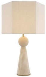 Casa Padrino lampe de table de luxe beige / laiton antique / crème 40 x 40 x H. 78,5 cm - lampe de bureau en travertin avec abat jour hexagonal - Lampes de table de luxe - Lampes de bureau de luxe