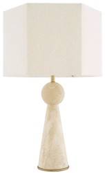Casa Padrino lampe de table de luxe beige / laiton antique / crème 40 x 40 x H. 78,5 cm - lampe de bureau en travertin avec abat jour hexagonal - Lampes de table de luxe - Lampes de bureau de luxe