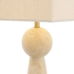 Casa Padrino lampe de table de luxe beige / laiton antique / crème 40 x 40 x H. 78,5 cm - lampe de bureau en travertin avec abat jour hexagonal - Lampes de table de luxe - Lampes de bureau de luxe