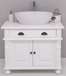 Casa Padrino ensemble de salle de bain de style campagnard blanc - 1 Table de Lavage et 1 Lavabo Ovale en Céramique - Meubles de salle de bain de style campagnard - Ameublement de style campagnard