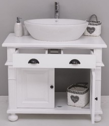 Casa Padrino ensemble de salle de bain de style campagnard blanc - 1 Table de Lavage et 1 Lavabo Ovale en Céramique - Meubles de salle de bain de style campagnard - Ameublement de style campagnard