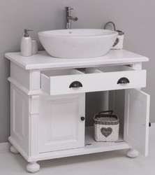 Casa Padrino ensemble de salle de bain de style campagnard blanc - 1 Table de Lavage et 1 Lavabo Ovale en Céramique - Meubles de salle de bain de style campagnard - Ameublement de style campagnard