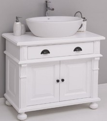 Casa Padrino ensemble de salle de bain de style campagnard blanc - 1 Table de Lavage et 1 Lavabo Ovale en Céramique - Meubles de salle de bain de style campagnard - Ameublement de style campagnard