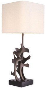 Casa Padrino lampe de table de luxe bronze / noir / crème 35 x 35 x H. 85,5 cm - Lampe de bureau abat jour carré - Lampe de table de luxe - Lampes de bureau de luxe - Lampes de table de luxe