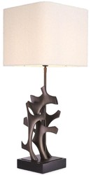 Casa Padrino luxury table lamp bronze / black / cream 35 x 35 x H. 85.5 cm - Desk lamp with square lampshade - Luxury table lamps - Luxury desk lamps - Luxury lights - Luxury desk lights