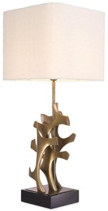 Casa Padrino lampe de table de luxe laiton vintage / noir / crème 35 x 35 x H. 85,5 cm - Lampe de bureau abat jour carré - Lampe de table de luxe - Lampes de bureau de luxe - Lampes de table de luxe