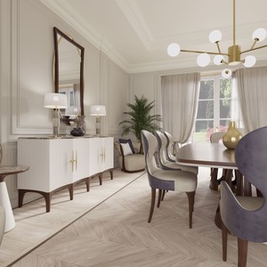 Casa Padrino Luxus Art Deco Esszimmer Set Grau / Lila / Braun / Gold - 1 Luxus Art Deco Esstisch & 8 Luxus Art Deco Esszimmerstühle - Art Deco Esszimmer Möbel - Luxus Qualität - Made in Italy
