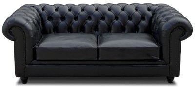 Casa Padrino canapé Chesterfield de luxe en cuir noir vintage 200 x 100 x H. 80 cm - Canapé de salon en cuir véritable - Meuble de salon - Meuble Chesterfield de luxe - Ameublement de luxe