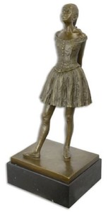 Casa Padrino sculpture décorative en bronze de luxe fille ballerine 31,3 x 27 x H. 73,8 cm - Grande sculpture en bronze avec socle en marbre - Figure décorative en bronze - Décoration de luxe