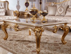 Casa Padrino tavolo da soggiorno barocco di lusso bianco / marrone / oro - Magnifico tavolo da soggiorno in stile barocco - Mobili da soggiorno stile barocco - Mobili da soggiorno barocchi