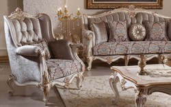 Casa Padrino luxury baroque coffee table white / beige / gold - Magnificent living room table in baroque style - Living room furniture baroque style - Baroque furniture - Baroque furnishings