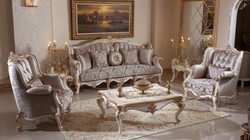 Casa Padrino luxury baroque coffee table white / beige / gold - Magnificent living room table in baroque style - Living room furniture baroque style - Baroque furniture - Baroque furnishings